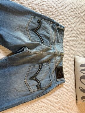 Robin's Jean Light Blue Bootcut Jeans with Studded Back Pockets